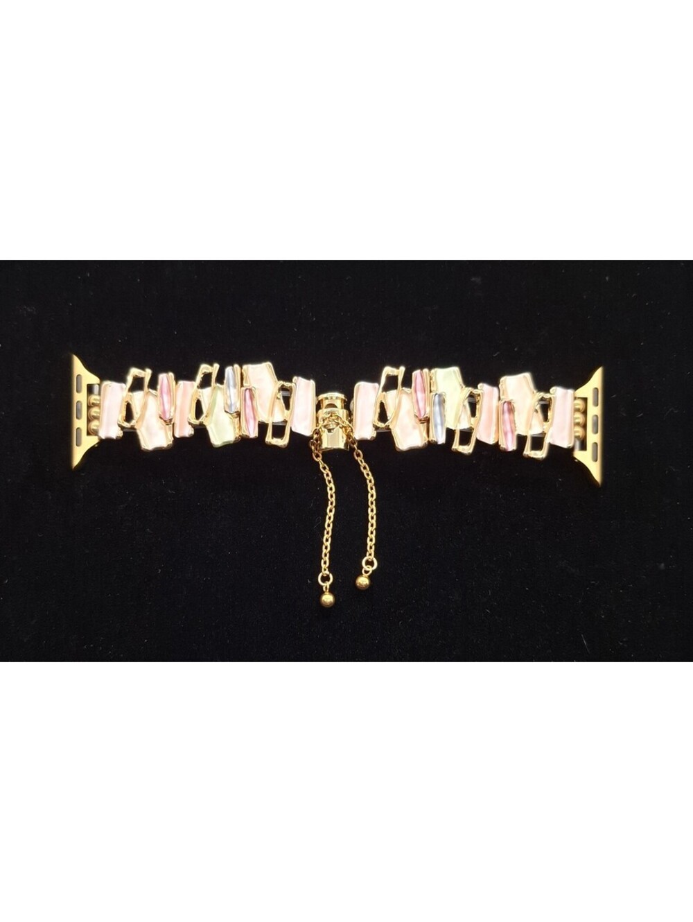 NEW Beautiful Pastel Multicolor Stretchy Goldtone Assymetrical Apple Watch Band